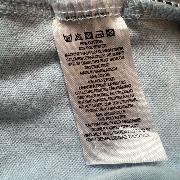 FRENCH CONNECTION Polka Dot Collared Short Sleeve Polo Dusty Blue Top L - Picture 8 of 8